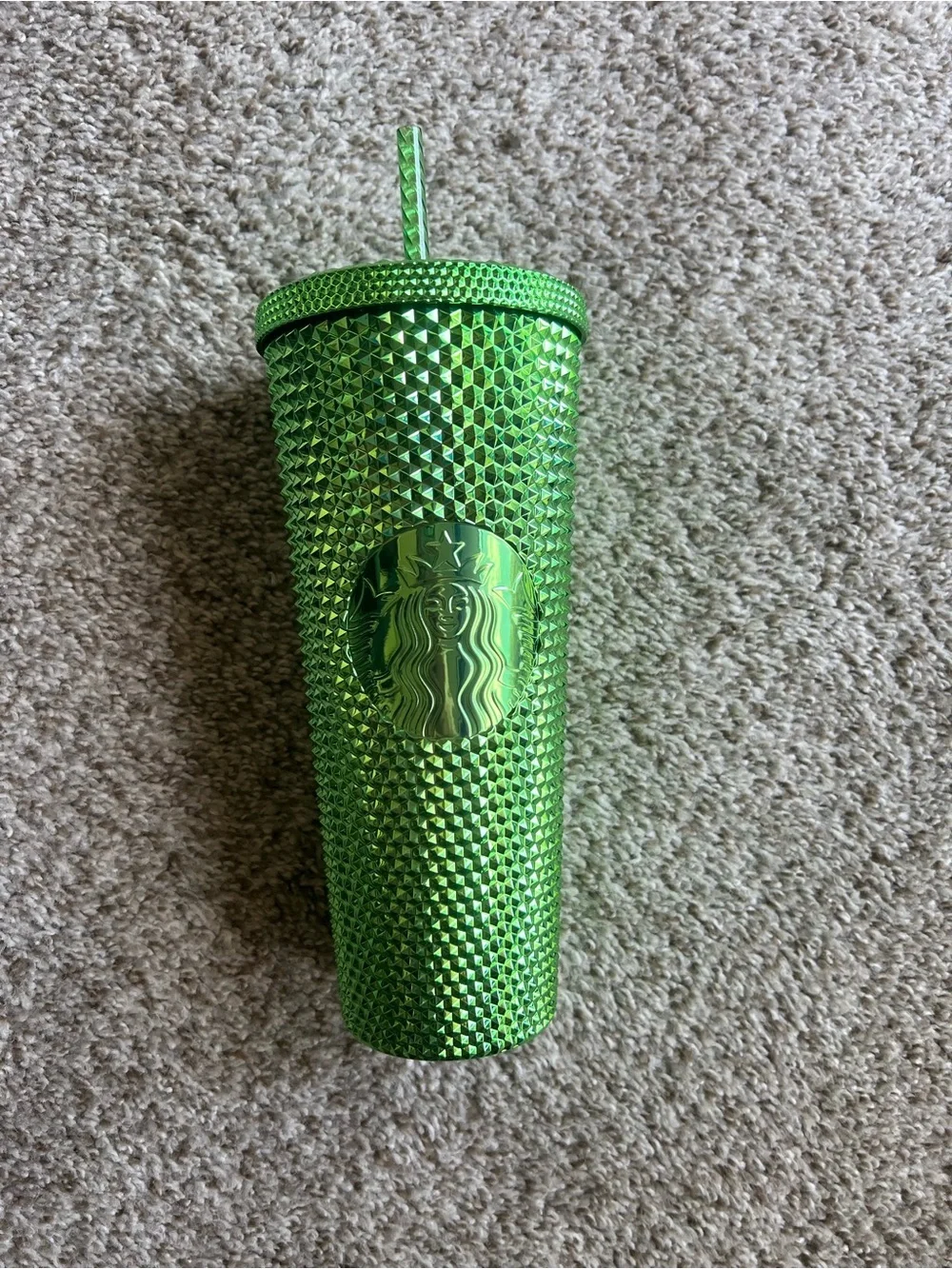 Starbucks Metallic Green Studded Reusable Tumbler with Straw